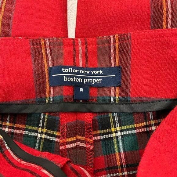BOSTON PROPER Wool Blend Plaid Dress Pants - Picture 3 of 5